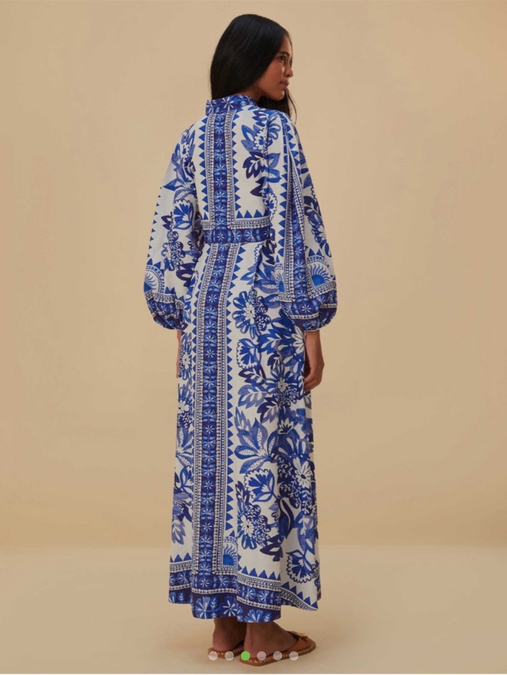 FARM Rio Blue and White Floral Button-Front Maxi Dress - Picture 2 of 6